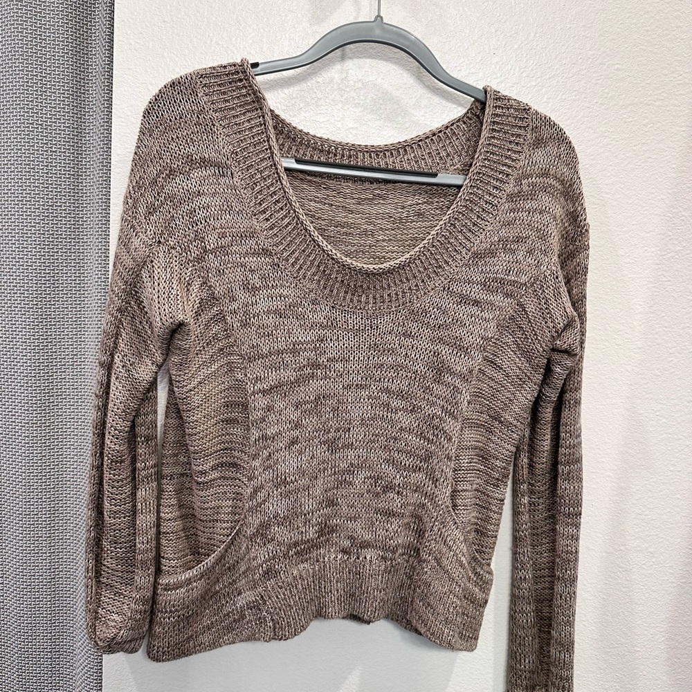 Open neck brown sweater